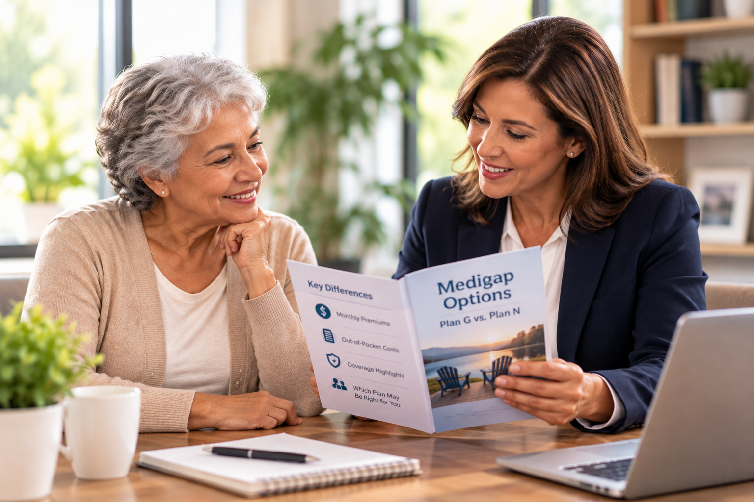 An advisor discussing Medicare coverage options during a consultation.