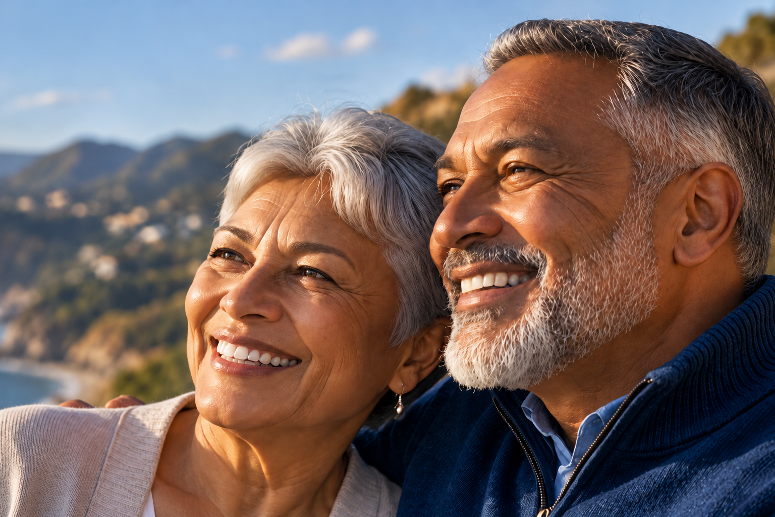 An older couple enjoying the California coast